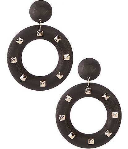 Anna & Ava Oversized Oval Wood Stud Orbital Statement Earrings