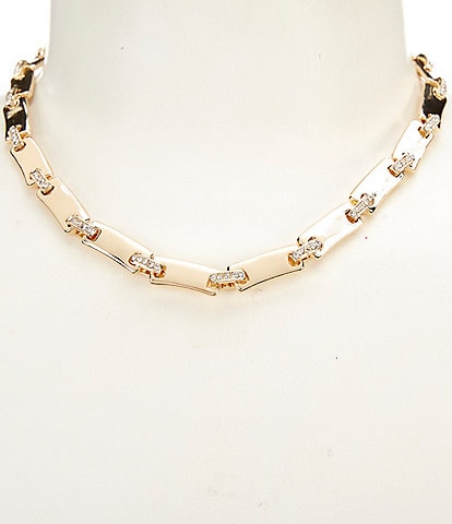 Anna & Ava Pave Links Bar Chain Collar Necklace