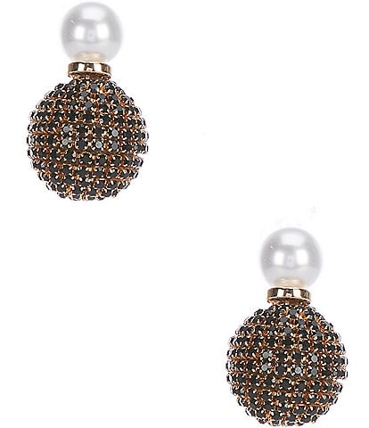 Anna & Ava Pearl and Rhinestone Double Ball Drop Earrings