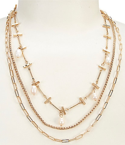 Anna & Ava Pearl and Stick Long Multi-Strand Necklace