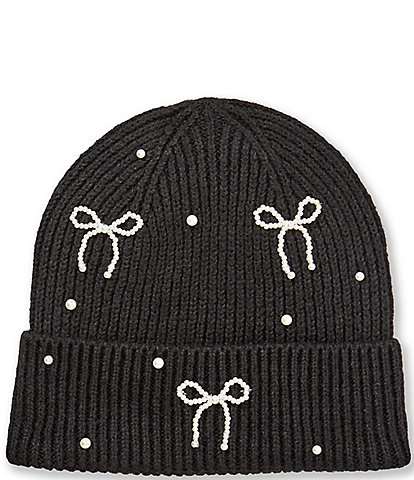 Anna & Ava Pearl Bow Knit Beanie