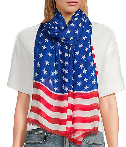 Anna & Ava Red and Blue American Flag Americana Scarf Wrap