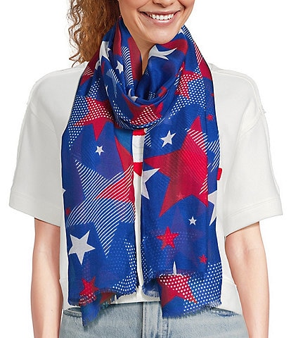 Anna & Ava Red and Blue Stars Americana Scarf Wrap