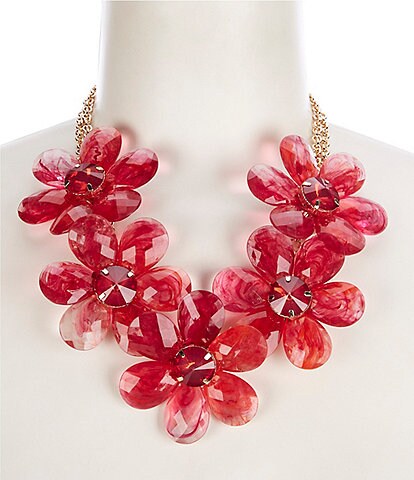 Anna & Ava Resin Red Flower Statement Necklace