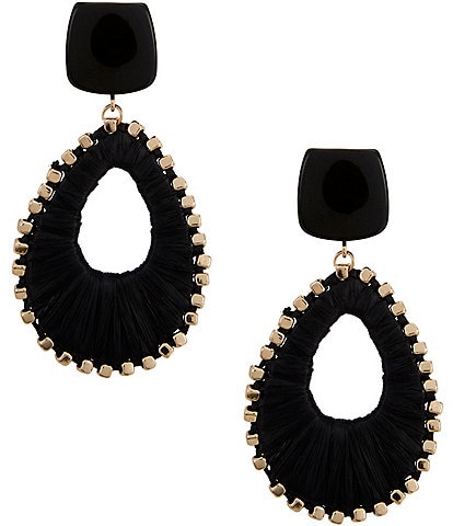 Anna & Ava Resin Post Rafia Thread Wrap Drop Statement Earrings