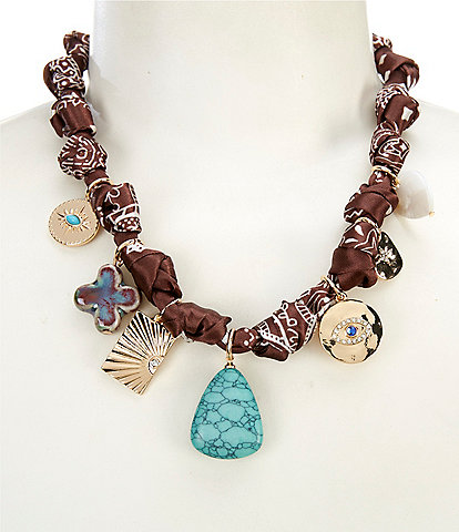 Anna & Ava Scarf Statement Charm Necklace