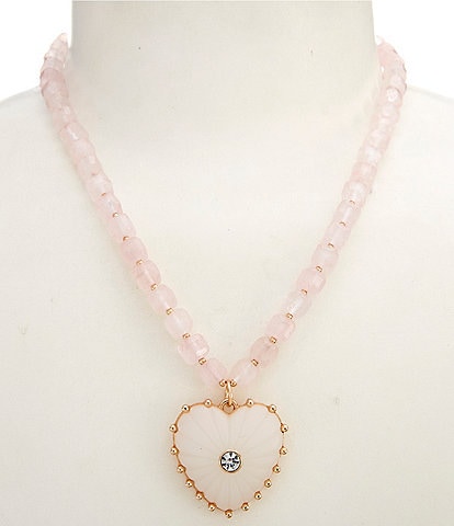 Anna & Ava Semi Precious Beaded Heart Short Pendant Necklace