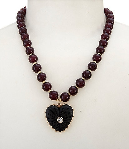 Anna & Ava Semi Precious Beaded Heart Short Pendant Necklace