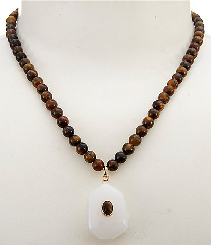Anna & Ava Semi Precious Beaded Stone Drop Short Pendant Necklace