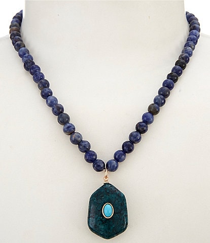 Anna & Ava Semi Precious Beaded Stone Drop Short Pendant Necklace