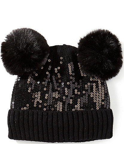 Anna & Ava Sequin Double Pom Beanie