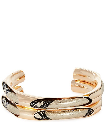 Anna & Ava Snake Textured Cord Open Metal Cuff Bracelet