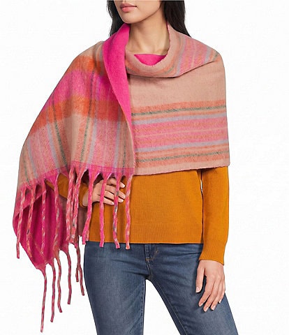 Anna & Ava Brushed Plaid Fringe Scarf Wrap