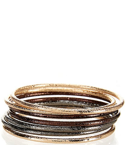 Anna & Ava Textured Thin Bangle Bracelet Set