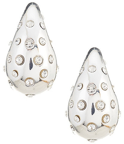 Anna & Ava Thick Organic Metal Hoop Earrings with Stones