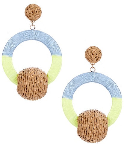 Anna & Ava Thread Wrapped Ring Drop Earring with Wood Ball