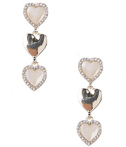 Anna & Ava Three Heart Crystal Drop Earrings