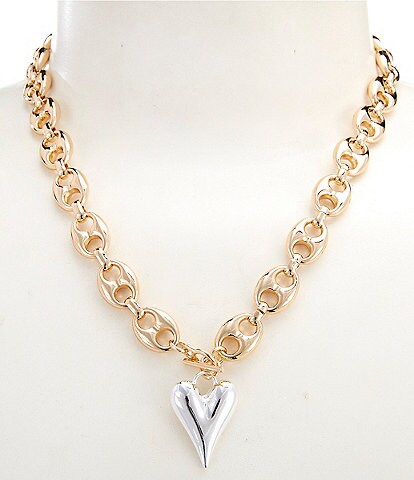 Anna & Ava Two Tone Heart Short Pendant Necklace