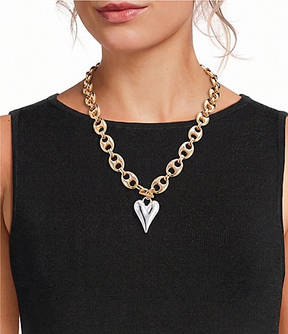 Anna & Ava Two Tone Heart Short Pendant Necklace