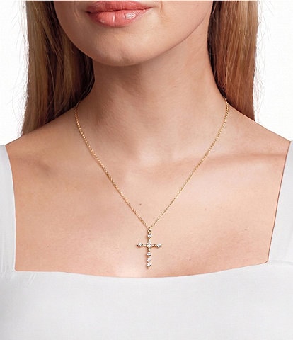 Anna & Ava Waterproof Cubic Zirconia Stone Cross Short Pendant Necklace
