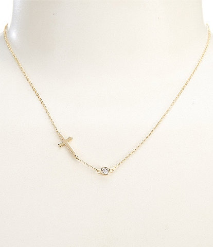 Anna & Ava Waterproof Delicate Cross and Cubic Zirconia Chain Necklace