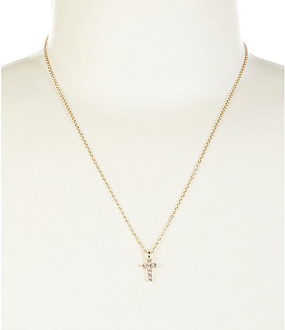 Anna & Ava Waterproof Delicate Cubic Zirconia Cross Short Pendant Necklace
