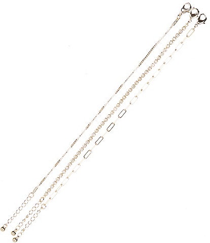 Anna & Ava Waterproof Delicate Cubic Zirconia Stone and Chain Line Bracelet Set