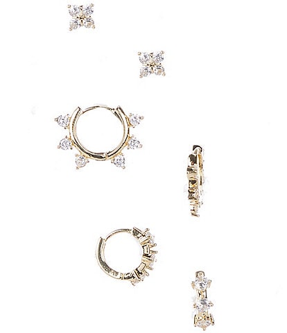 Anna & Ava Waterproof Delicate Hoop and Stud Earring Set with Cubic Zirconia Stones