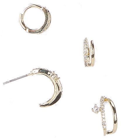 Anna & Ava Waterproof Delicate Hoop Earring Set with Cubic Zirconia Stones