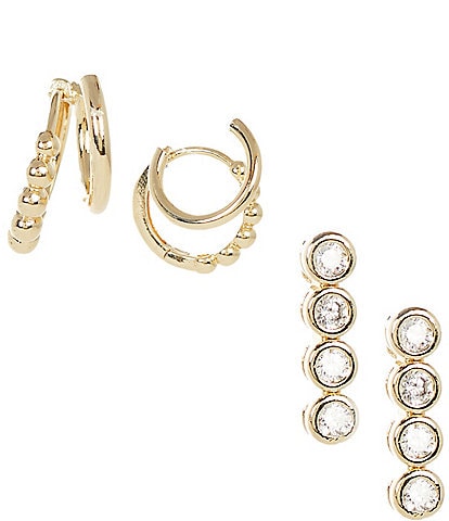 Anna & Ava Waterproof Double Hoop And Bar Stud Earring Set
