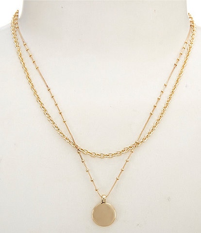 Anna & Ava Waterproof Layered Disk Short Multi-Strand Necklace