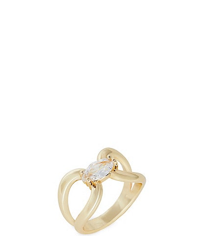 Anna & Ava Waterproof Open Loop Cubic Zirconia Stone Cocktail Ring