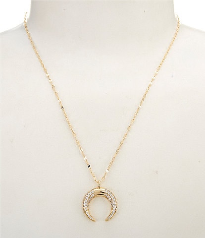Anna & Ava Waterproof Pave Horn Short Pendant Necklace