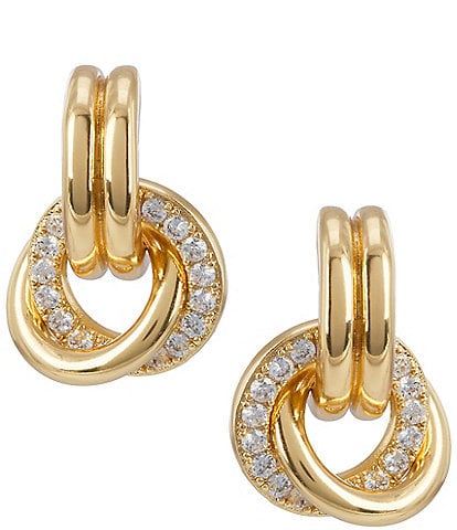 Anna & Ava Waterproof Pave Interlock Hoop Earrings