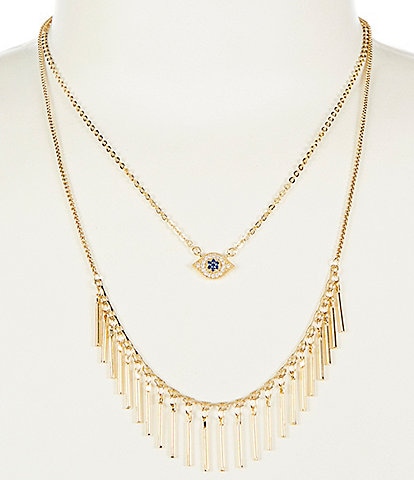 Anna & Ava Waterproof Short Multi-Strand Necklace with Eye Pendant and Tassels
