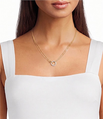 Anna & Ava Waterproof Two Tone Interlocking Rings Short Pendant Necklace