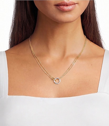 Anna & Ava Waterproof Two Tone Interlocking Rings Short Pendant Necklace