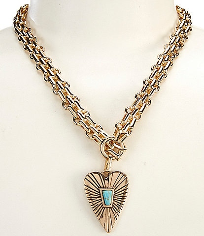 Anna & Ava Western Heart Chain Short Pendant Necklace