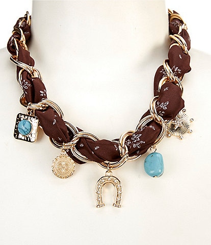 Anna & Ava Western Scarf Charm Statement Necklace