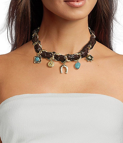Anna & Ava Western Scarf Charm Statement Necklace