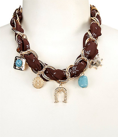 Anna & Ava Western Scarf Charm Statement Necklace