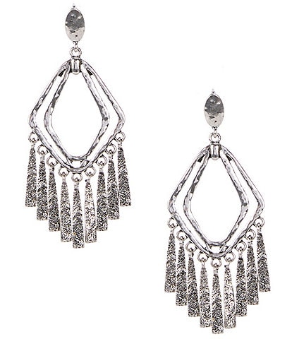 Anna & Ava Western Silver Diamond Chandelier Earrings with Stick Tassels