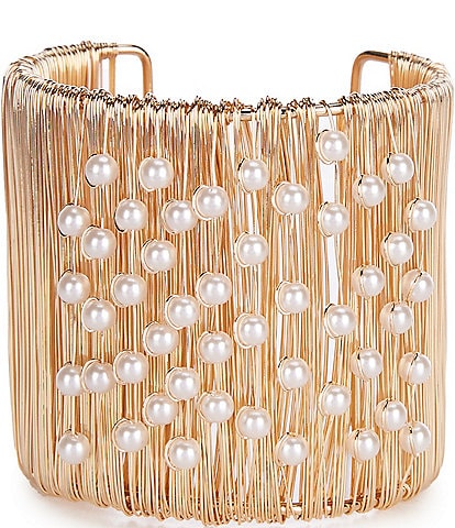 Anna & Ava Wire Wrapped Statement Pearl Cuff Bracelet