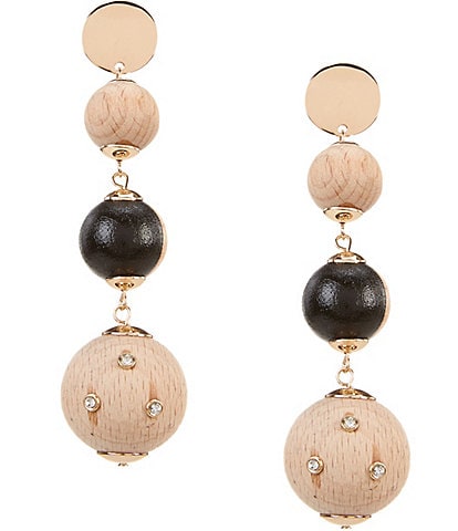 Anna & Ava Wood Coated with Rhinestones Statement Drop Earrings