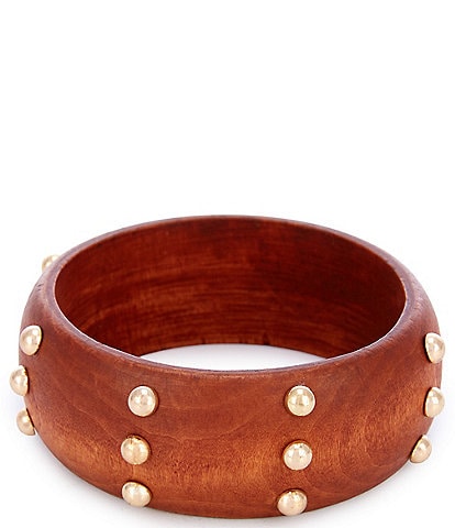 Anna & Ava Wood Gold Studded Bangle Bracelet