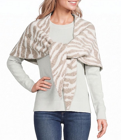 Anna & Ava Zebra Print Knit Triangle Scarf
