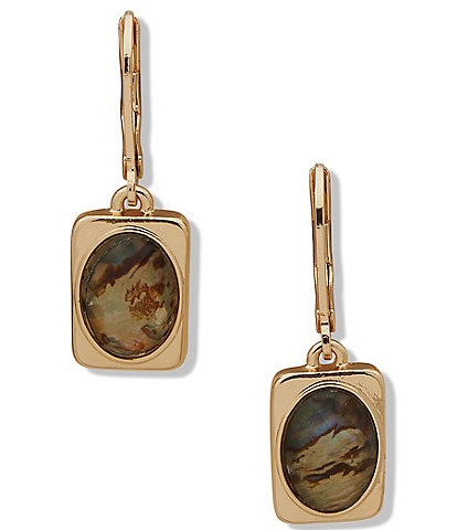 Anne Klein Square Abalone Stone Drop Earrings
