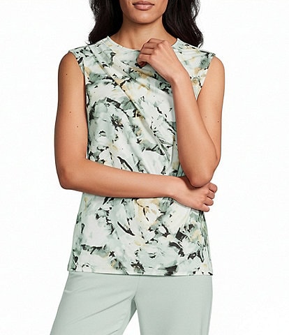 Anne Klein Asymmetrical Neck Printed Blouse