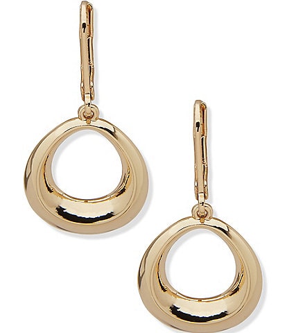 Anne Klein Bevel Oval Drop Earrings
