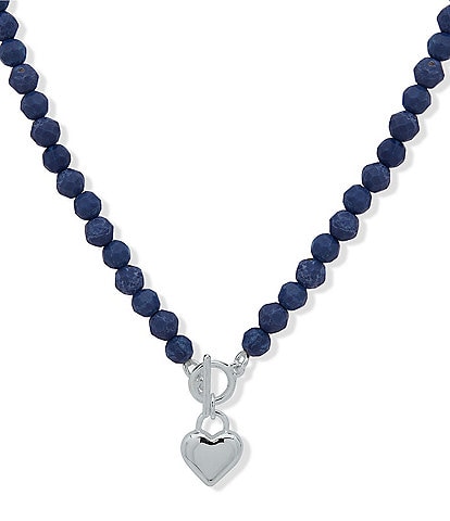 Anne Klein Blue Heart Short Pendant Necklace